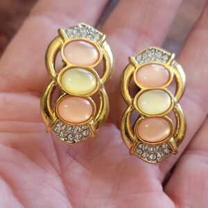 Elegant Gold and Pastel Earrings